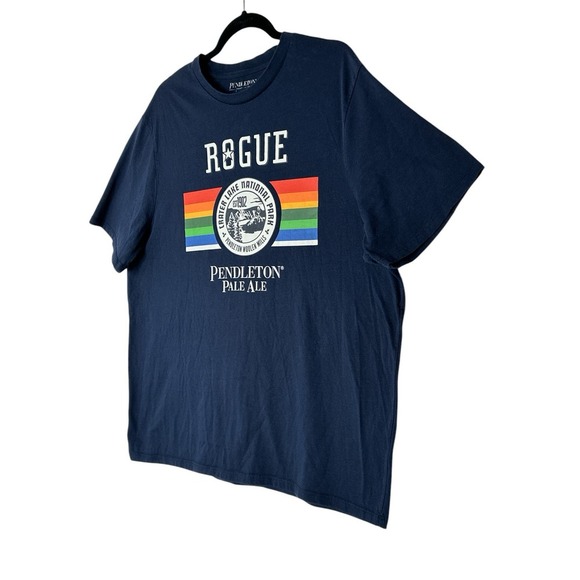 PENDLETON Graphic Short Sleeve T Shirt Mens Large Rainbow Classic Lake Navy Blue - Picture 7 of 7